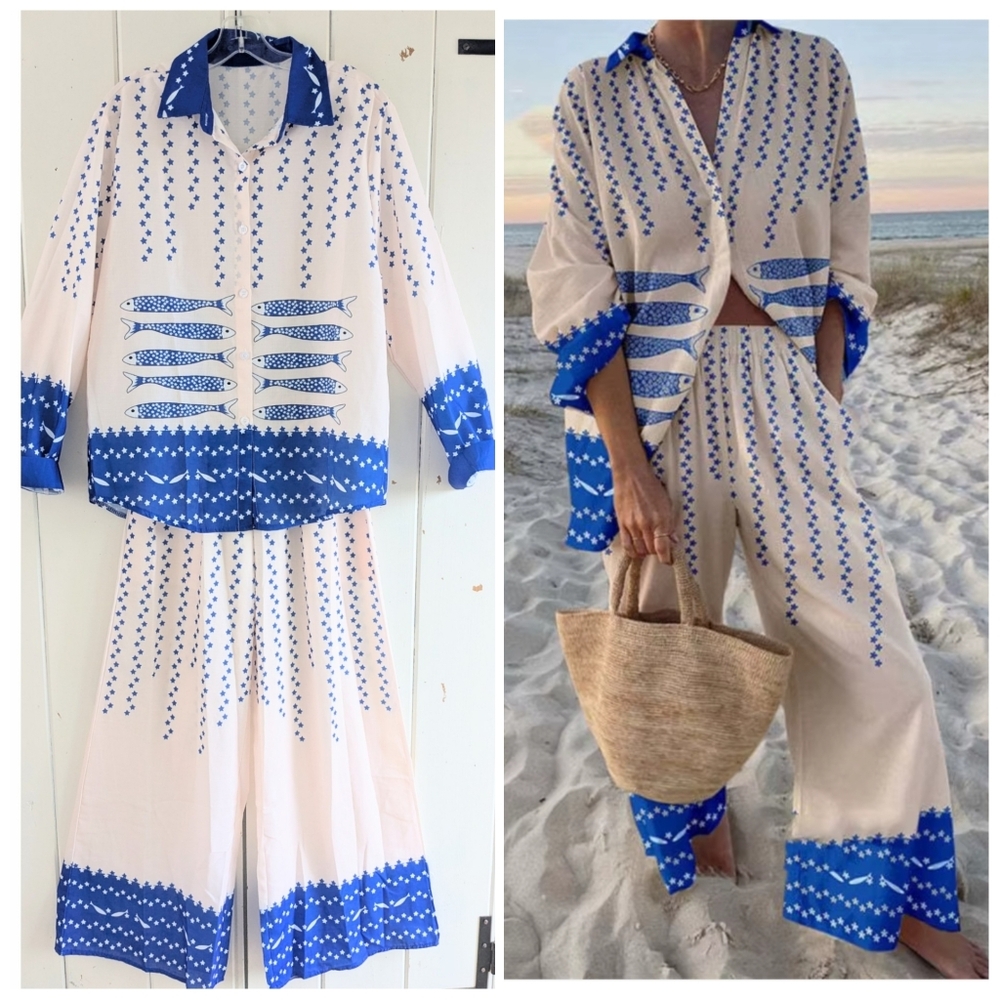 🌴Fish & Stars Beachy Set NWOT size M